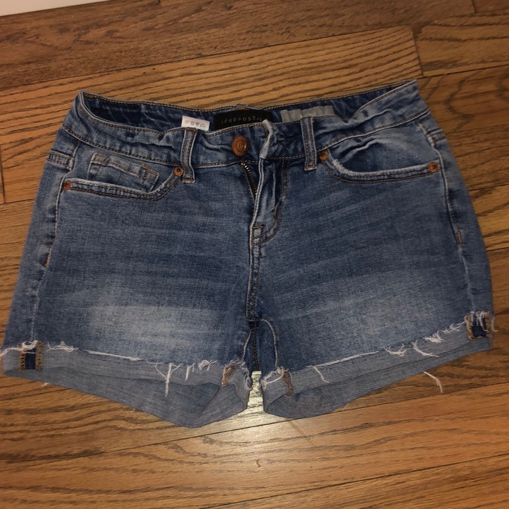 Aeropostale Medium Wash Denim Midi Shorts